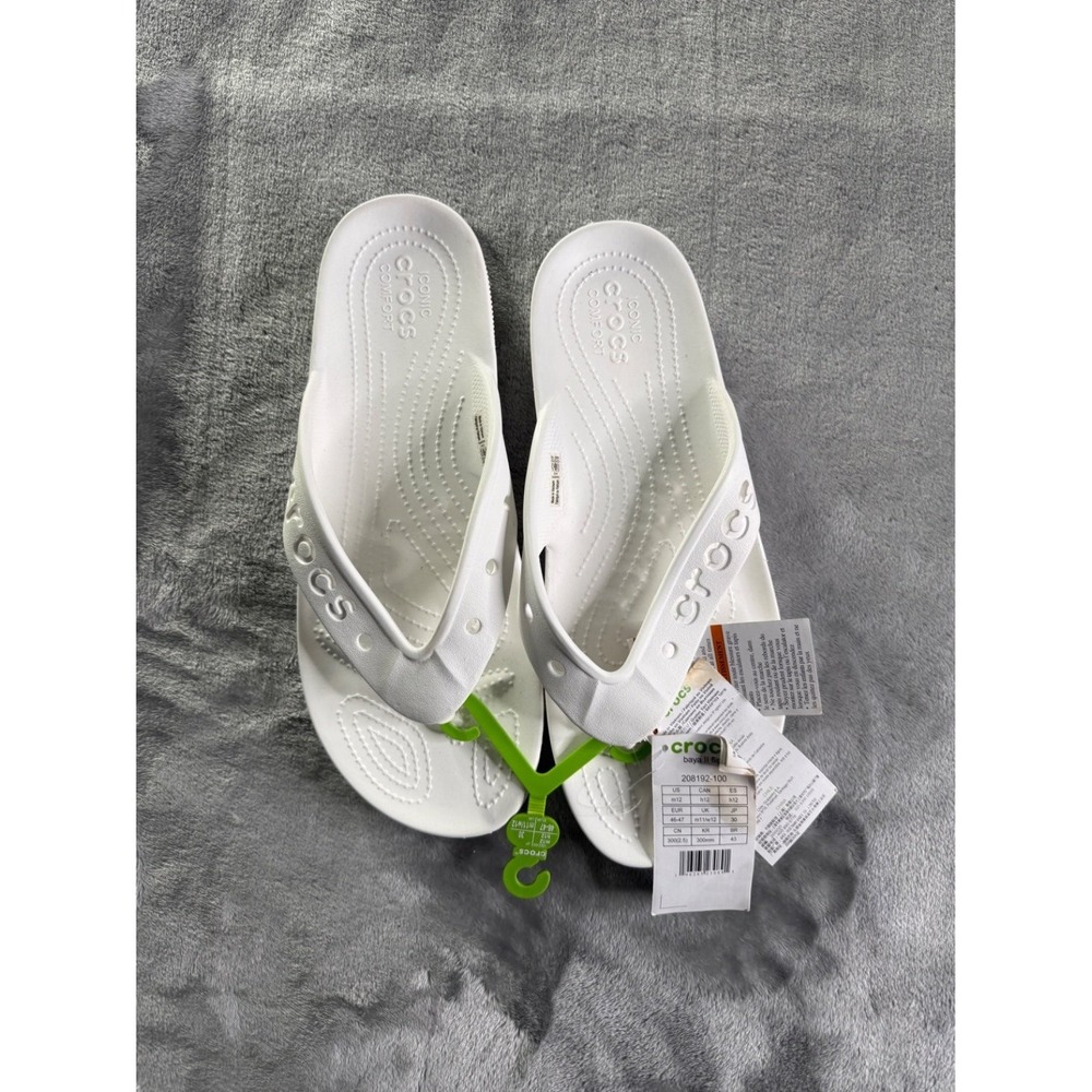 Crocs Baya II Flip Men's Sandal 12 White NWT Perforated Straps 208192-100